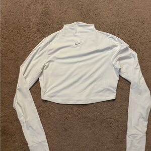 Nike Women's White Long Sleeve Crop Top dri-fit large